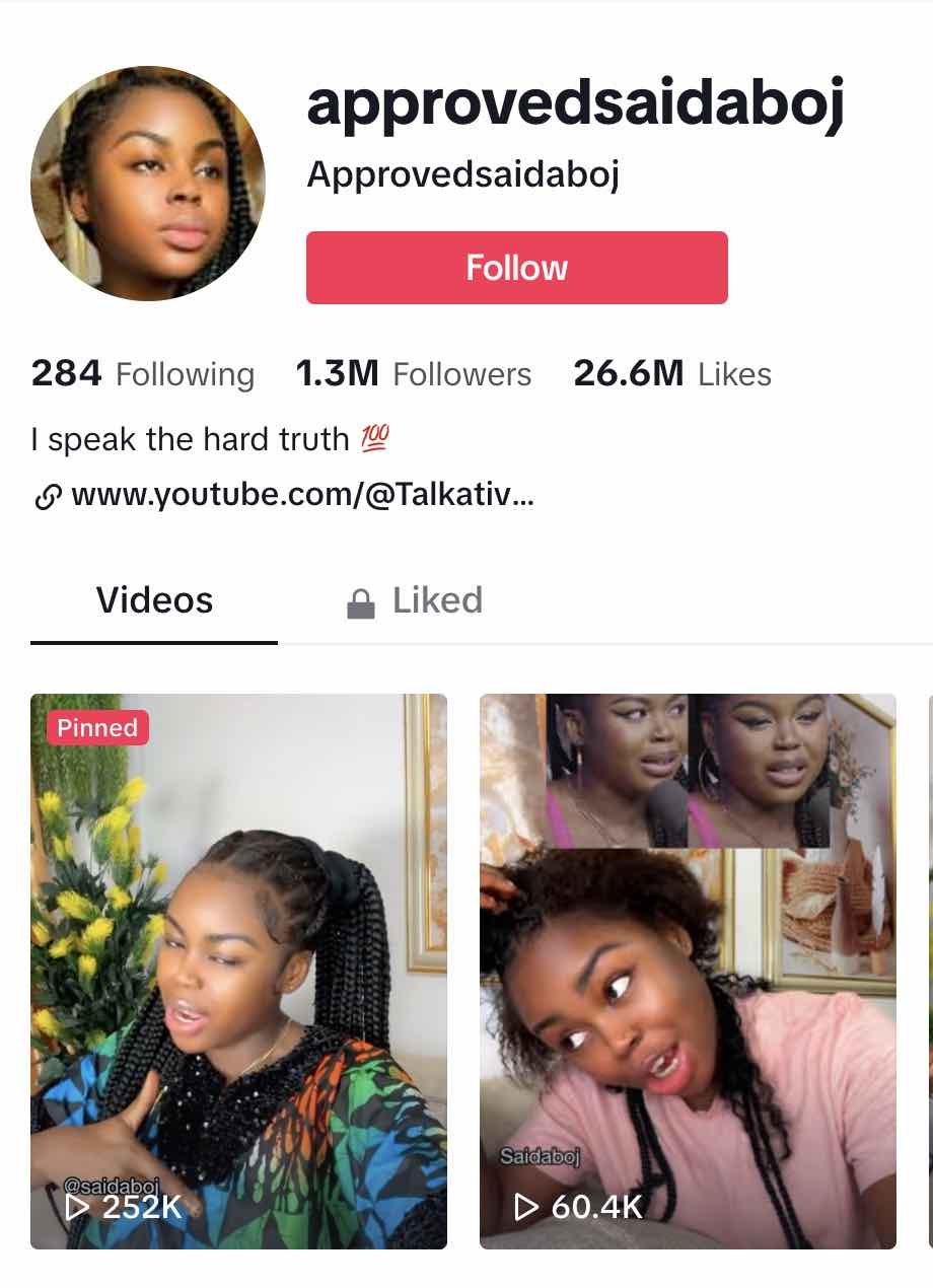 Saida Boj regains 1.3 million TikTok page 